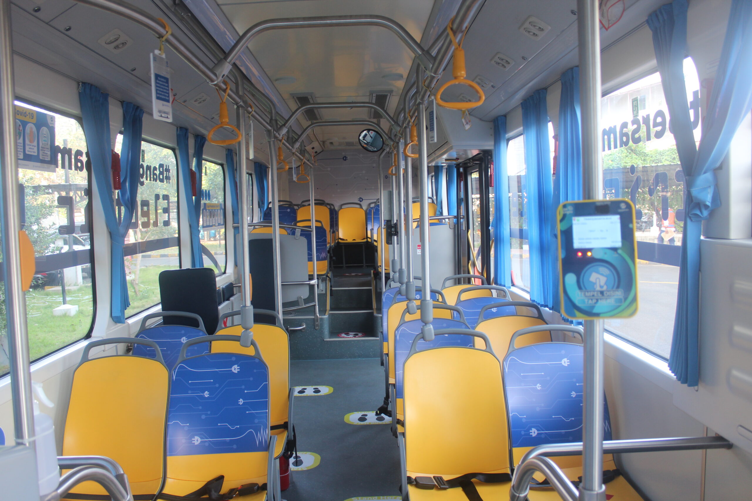 Ilustrasi kabin bus listrik BYD yang diuji coba oleh Transjakarta